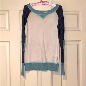 Limelush Teal/Cream/Grey Sweater Small